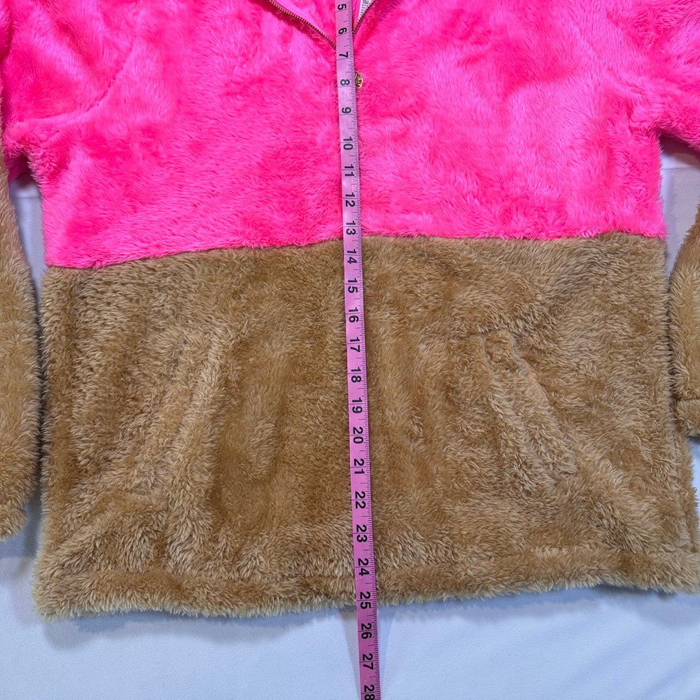 NWT Lilly Pulitzer | Keala Sherpa Popover | Neon Pink Colorblock Half-Zip | M - Picture 9 of 10